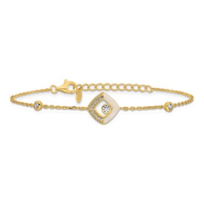 Gold-Plated Sterling Silver CZ Square Link Bracelet – view 4