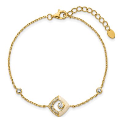 Gold-Plated Sterling Silver CZ Square Link Bracelet – view 5