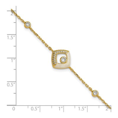 Gold-Plated Sterling Silver CZ Square Link Bracelet – view 6