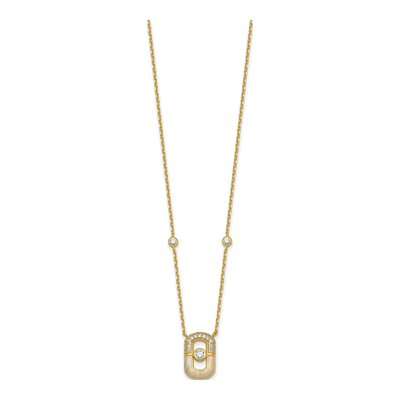 Gold-Plated Sterling Silver CZ Rectangle Pendant Necklace – view 3