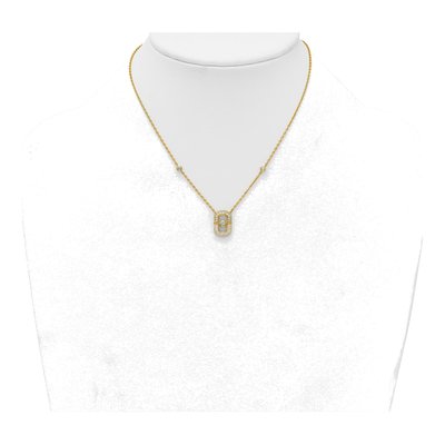 Gold-Plated Sterling Silver CZ Rectangle Pendant Necklace – view 4