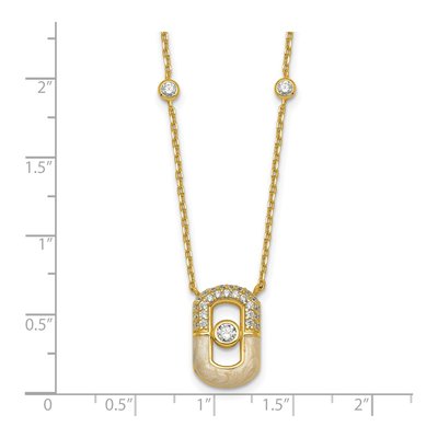 Gold-Plated Sterling Silver CZ Rectangle Pendant Necklace – view 6