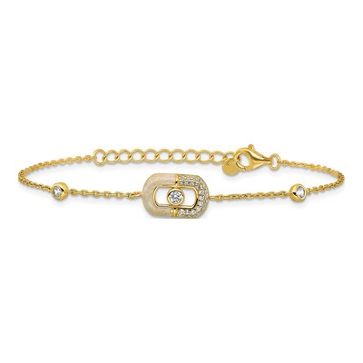 Gold-Plated Sterling Silver CZ Enamel Bracelet – view 4