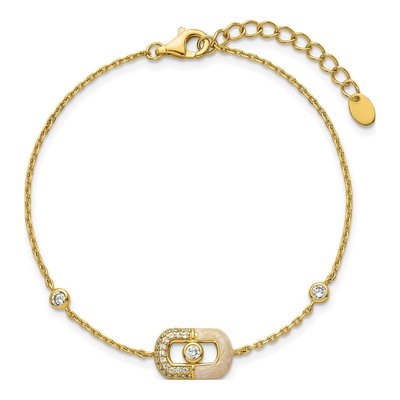 Gold-Plated Sterling Silver CZ Enamel Bracelet – view 5