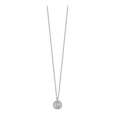 Sterling Silver CZ Circle Pendant Necklace – view 3