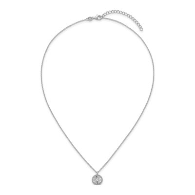 Sterling Silver CZ Circle Pendant Necklace – view 5