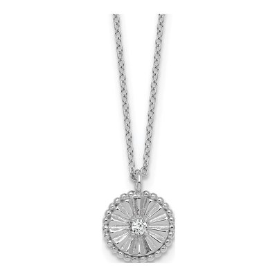 Sterling Silver CZ Circle Pendant Necklace