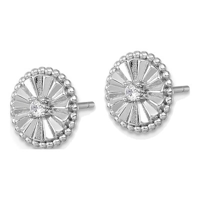 Sterling Silver CZ Beaded Circle Stud Earrings – view 3