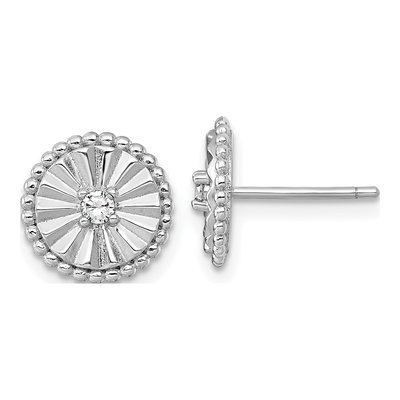 Sterling Silver CZ Beaded Circle Stud Earrings