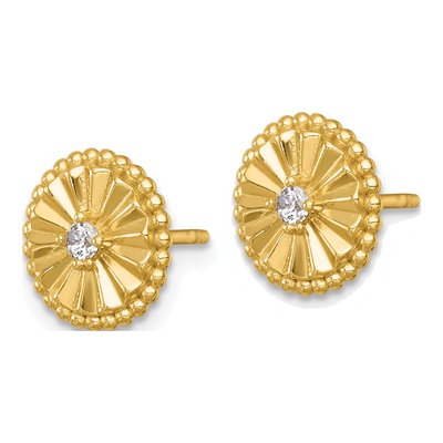 Gold-Plated Sterling Silver CZ Circle Stud Earrings – view 3