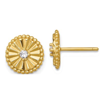 Gold-Plated Sterling Silver CZ Circle Stud Earrings