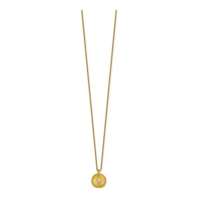 Gold-Plated Sterling Silver CZ Circle Pendant Necklace – view 3