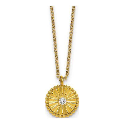 Gold-Plated Sterling Silver CZ Circle Pendant Necklace
