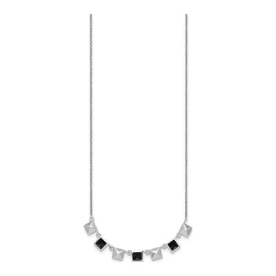 Sterling Silver CZ Pyramid Square Necklace – view 3