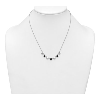 Sterling Silver CZ Pyramid Square Necklace – view 4