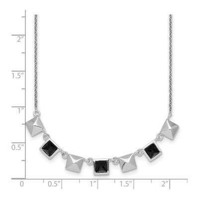 Sterling Silver CZ Pyramid Square Necklace – view 6