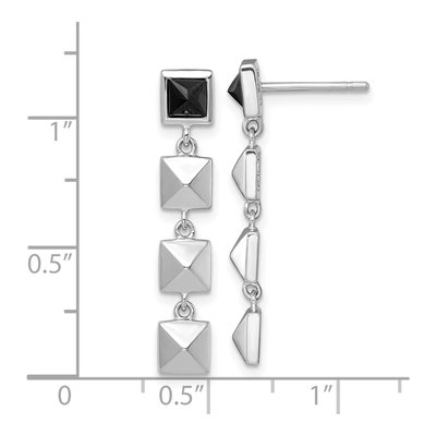 Sterling Silver Black CZ Pyramid Dangle Earrings – view 4