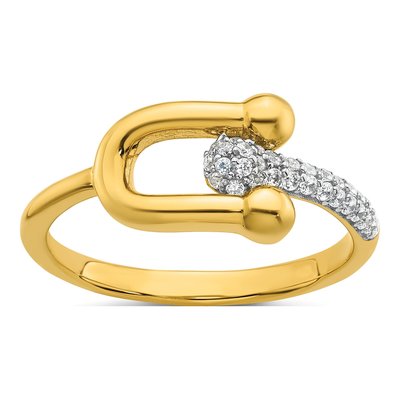 Gold-Plated Sterling Silver CZ Fashion Ring