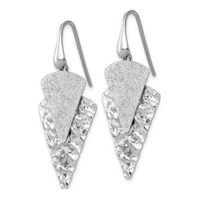 Sterling Silver Hammered Triangle Dangle Earrings – view 3