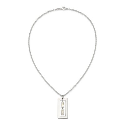 Sterling Silver Mother of Pearl Open Rectangle Pendant Necklace – view 4