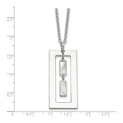 Sterling Silver Mother of Pearl Open Rectangle Pendant Necklace – view 5