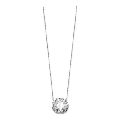 Sterling Silver Mother of Pearl Filigree Pendant Necklace – view 2