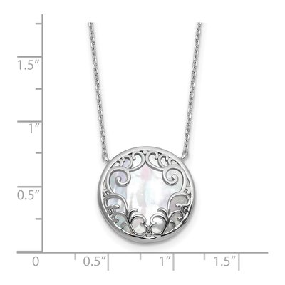 Sterling Silver Mother of Pearl Filigree Pendant Necklace – view 5