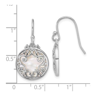 Sterling Silver Mother of Pearl Filigree Dangle Earrings – view 3