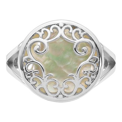 Sterling Silver Mother of Pearl Filigree Ring – view 4