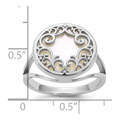 Sterling Silver Mother of Pearl Filigree Ring – view 5