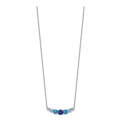 Sterling Silver Natural or Simulated Aquamarine Bar Necklace – view 3