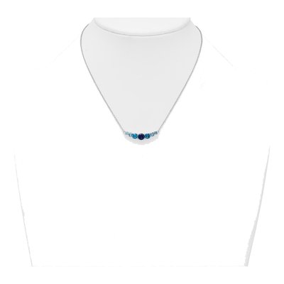 Sterling Silver Natural or Simulated Aquamarine Bar Necklace – view 4