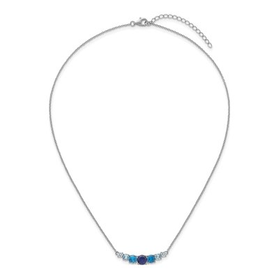 Sterling Silver Natural or Simulated Aquamarine Bar Necklace – view 5