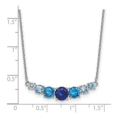 Sterling Silver Natural or Simulated Aquamarine Bar Necklace – view 6