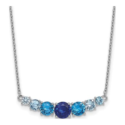 Sterling Silver Natural or Simulated Aquamarine Bar Necklace
