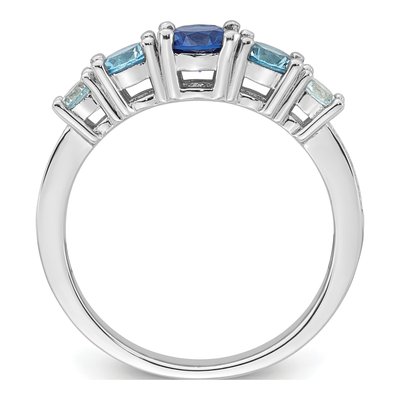 Sterling Silver Aquamarine 5-Stone Ring – view 3