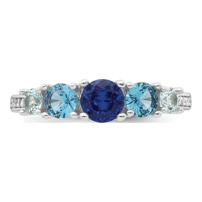 Sterling Silver Aquamarine 5-Stone Ring – view 5
