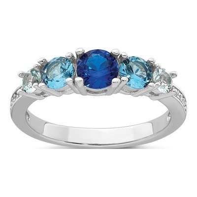 Sterling Silver Aquamarine 5-Stone Ring