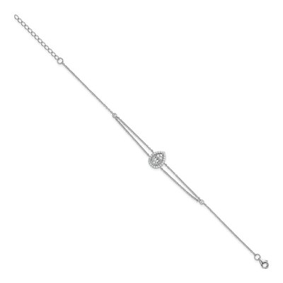 Sterling Silver CZ Teardrop Halo Bracelet – view 3