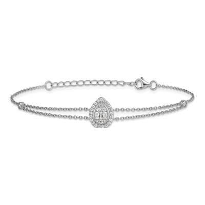 Sterling Silver CZ Teardrop Halo Bracelet – view 4