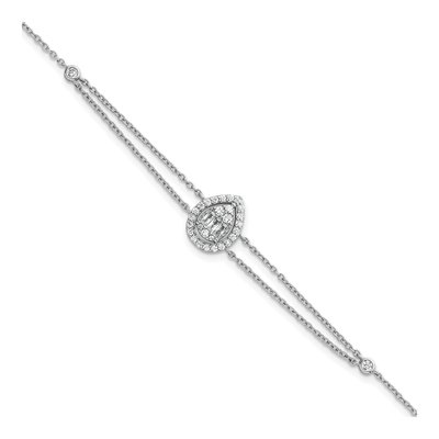 Sterling Silver CZ Teardrop Halo Bracelet