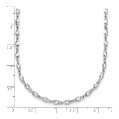 Sterling Silver CZ Oval Bezel Necklace – view 6