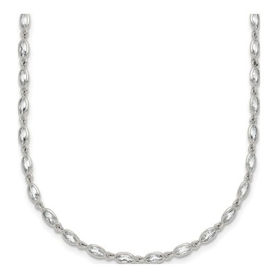 Sterling Silver CZ Oval Bezel Necklace