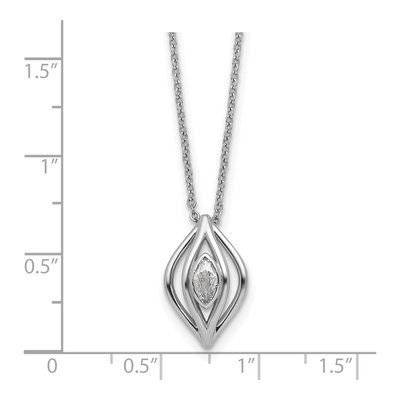 Sterling Silver CZ Marquise Pendant Necklace – view 6