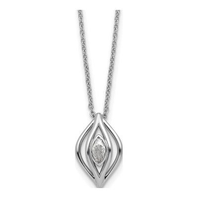 Sterling Silver CZ Marquise Pendant Necklace