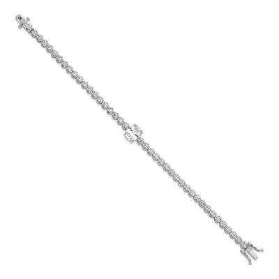 Sterling Silver CZ Fancy Oval Round Bracelet – view 3