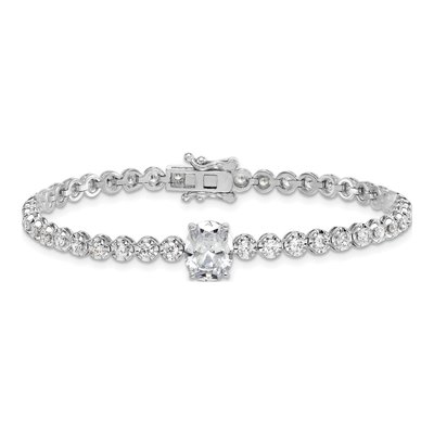 Sterling Silver CZ Fancy Oval Round Bracelet – view 4