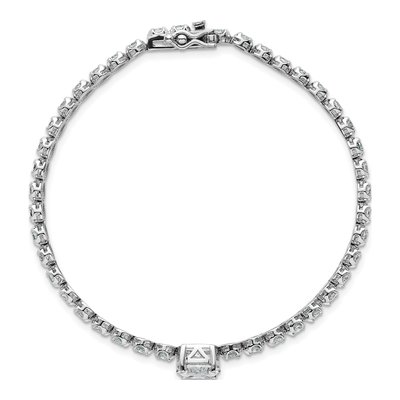 Sterling Silver CZ Fancy Oval Round Bracelet – view 5