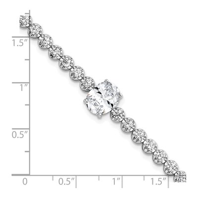 Sterling Silver CZ Fancy Oval Round Bracelet – view 6