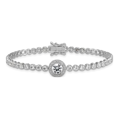 Sterling Silver CZ Halo Bracelet – view 4